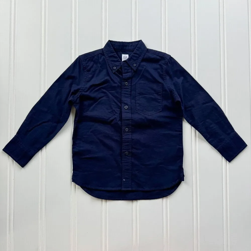 4/$10 - NWT Gap Kids Toddler Boys Navy Button Up Cotton Long Sleeve Shirt